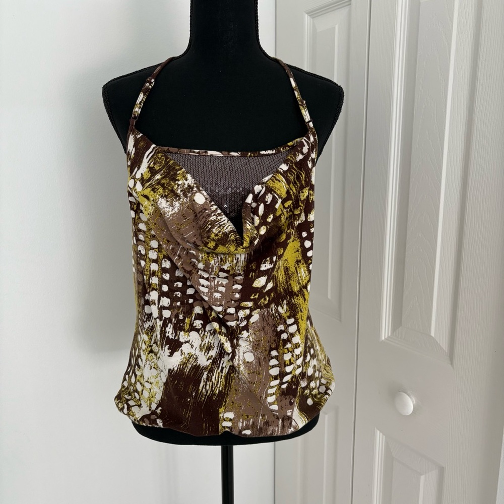 XOXO Women's Top in Brown and Yellow, Size Medium - Item 0043